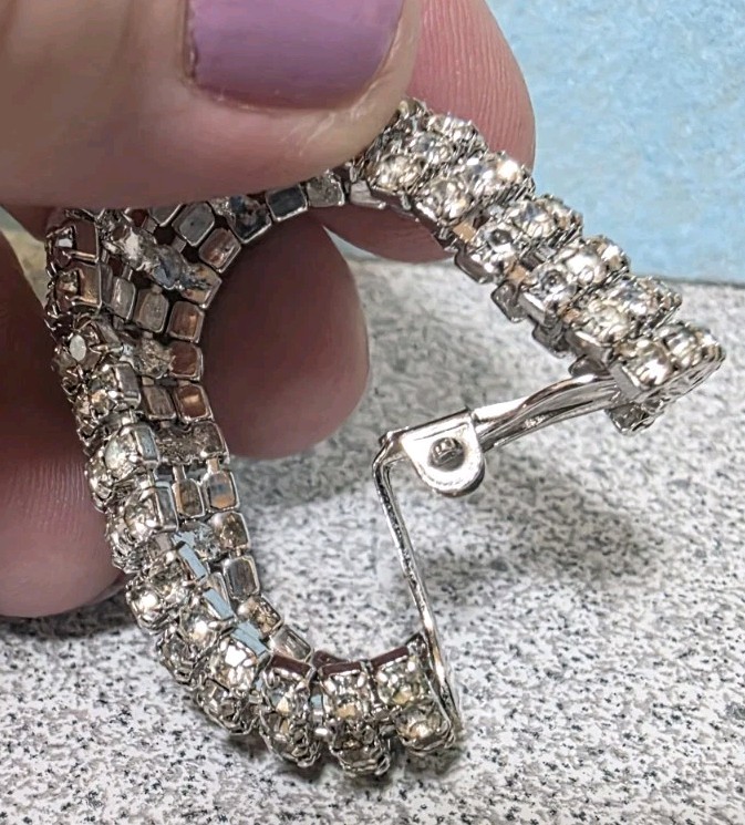 Shiny And Bright Crystal Bracelet With Matching Clip Hoops. #843