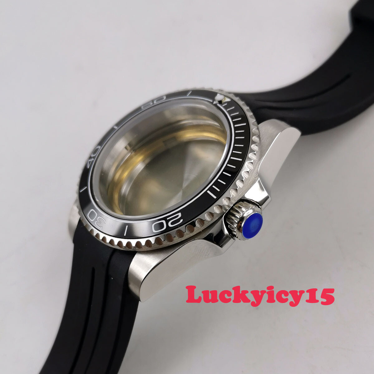 PARNIS 40mm SS watch case fit ETA 2836 movement sapphire glass rubber strap