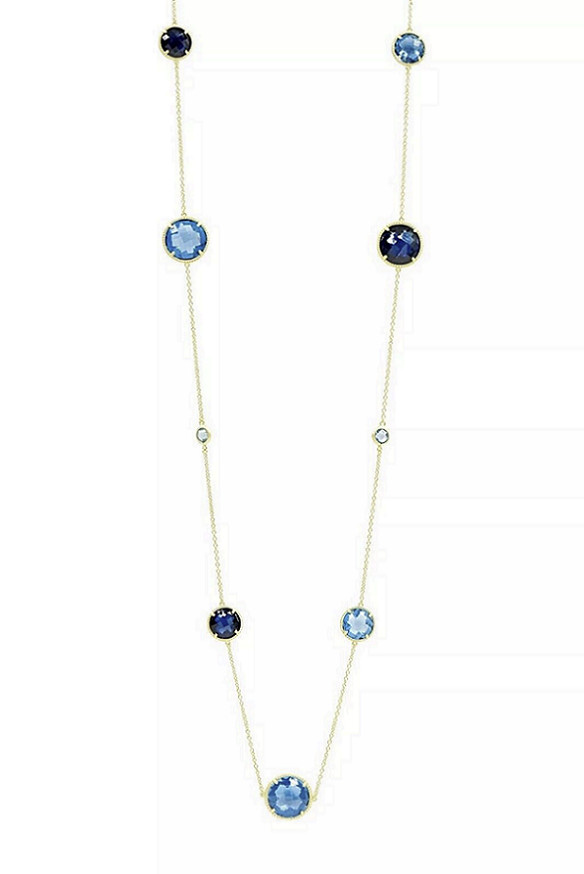 Freida Rothman 925 Imperial Blue 14K Plated 36” Station Necklace $650, $450 NWOT