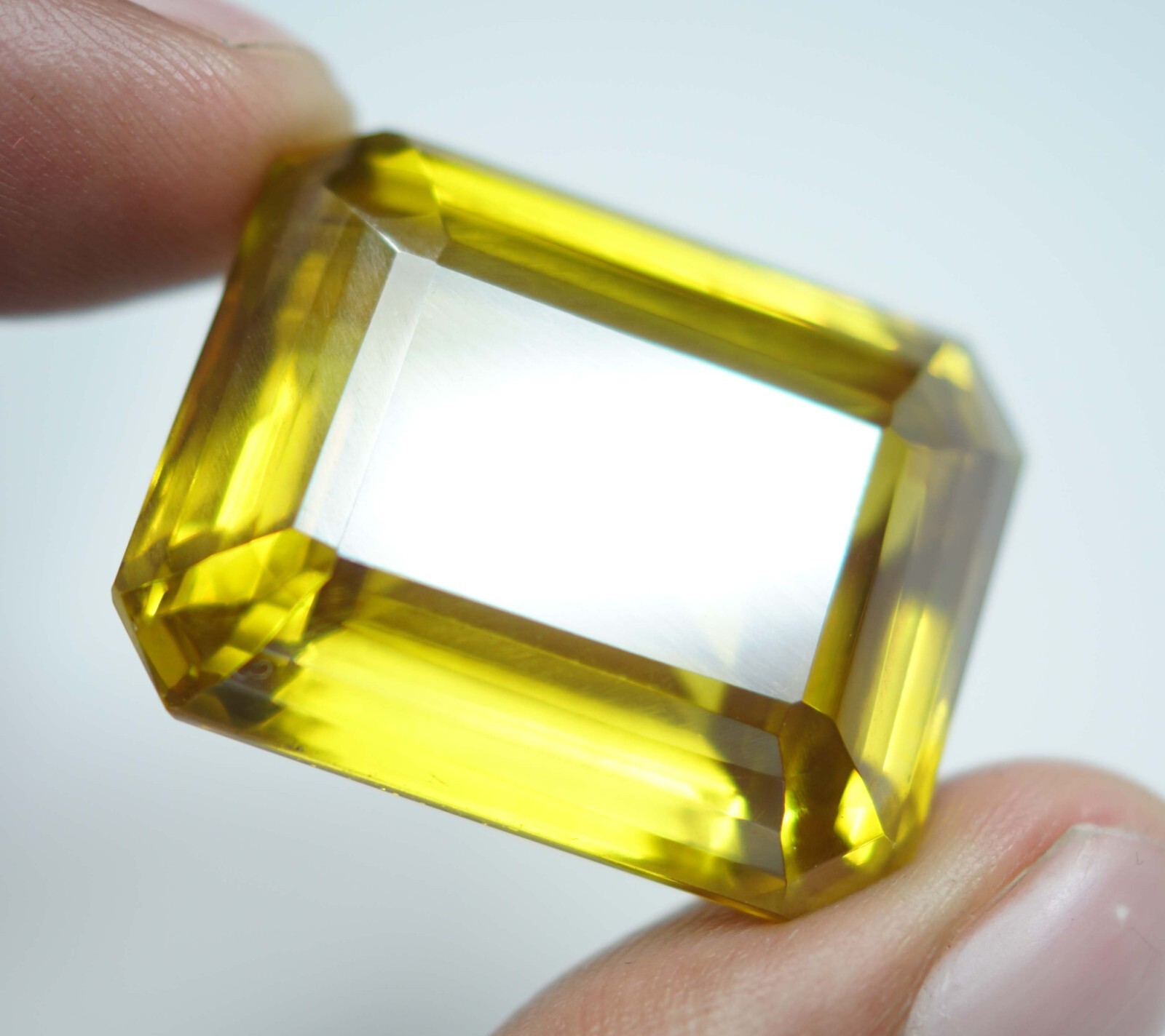 Certified 191.50 Ct Natural Emerald Cut Cambodian Yellow Zircon Loose Gemstone