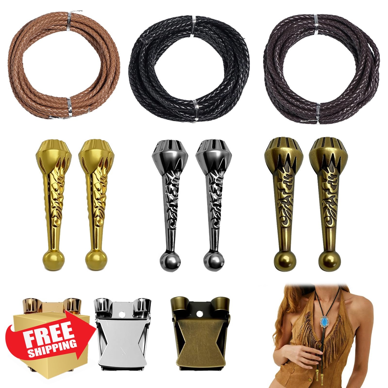 RJLCTH 3 Sets Bolo Tie Making Kit