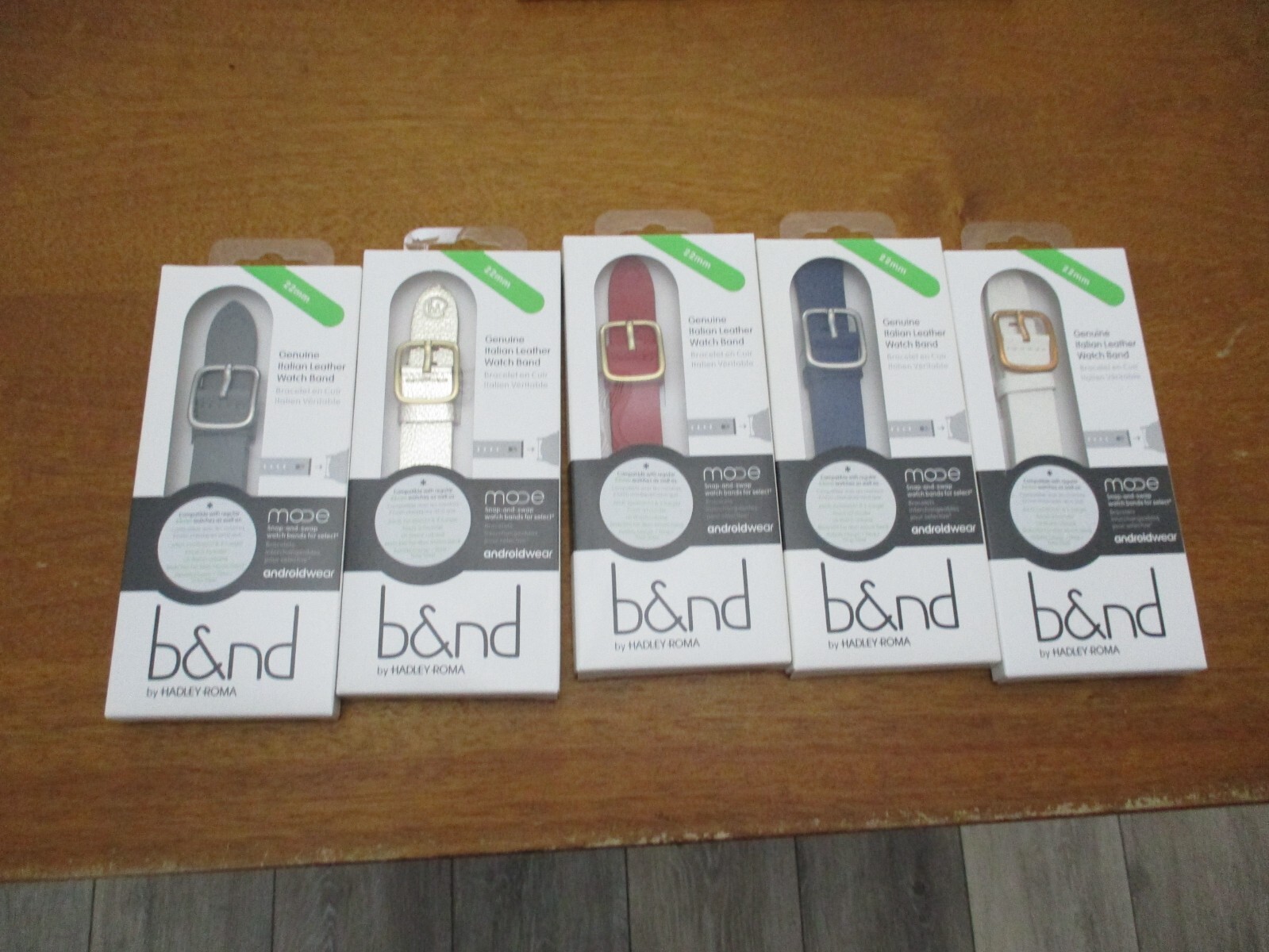 B&ND bnd200 Mode Genuine Leather Android Wear Smart Watch Band 22mm lot 5 colors