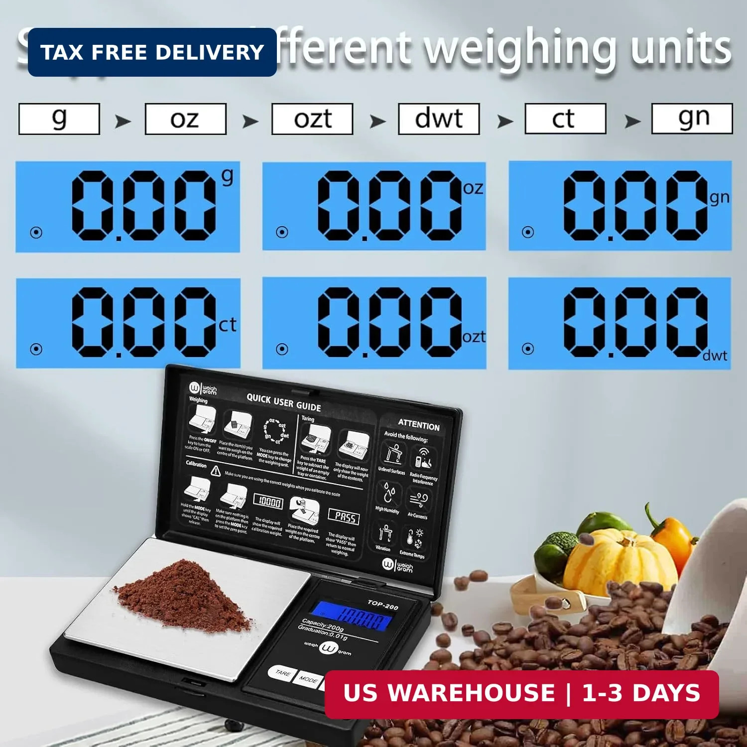 Weigh Gram 200g Digital Pocket Gram Scale 0.01g Accuracy, 200g x 0.01g Mini Digi
