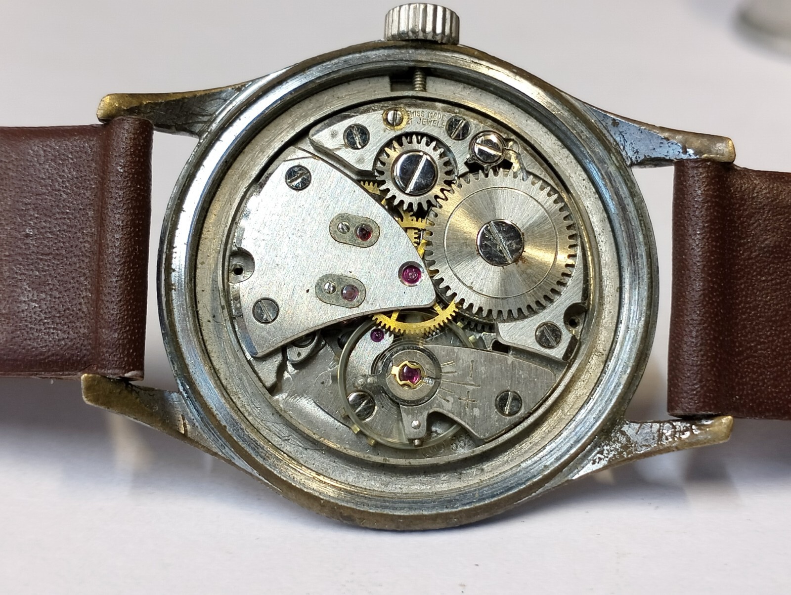 ARLY 21 JEWELS WINDING AGED GOLD DIAL SWISS MEN’S FULL WORKING VINTAGE WATCH