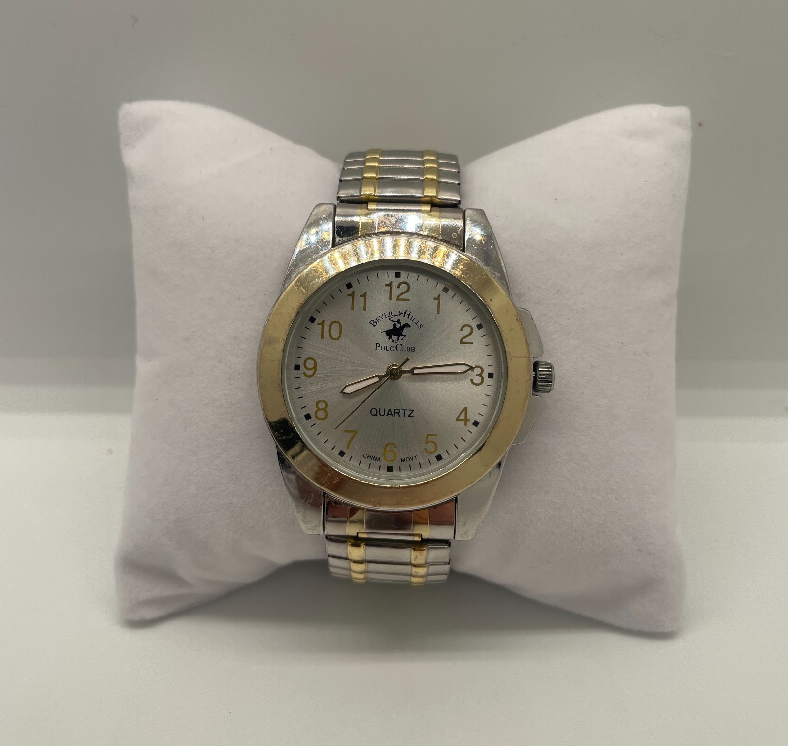 Beverly Hills Polo Club Watch Mens 38mm Two Tone Case Stretch Bracelet Quartz