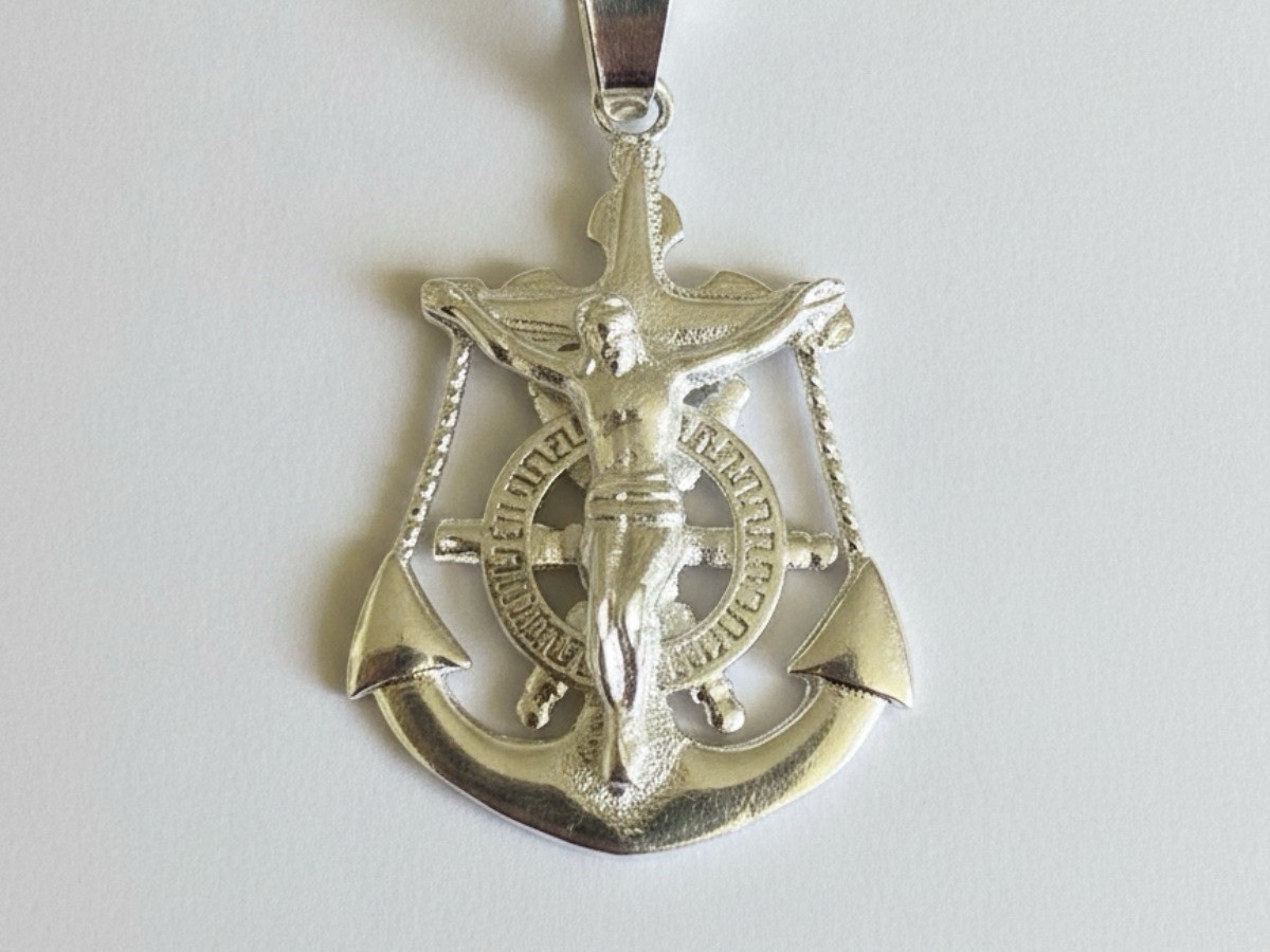 Silver Tone Nautical Anchor Charm Pendant w/ Bail, Asymmetrical Metal No Stone
