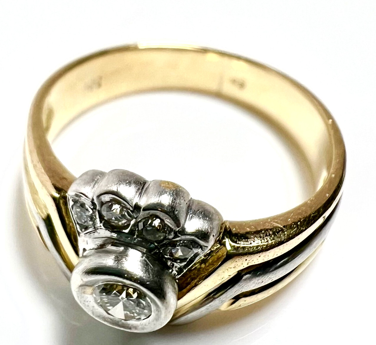 Ring 585 White Gold Gold 0.18 ct. Diamonds Size: 54 / 17.2mm Changeable 4.6g
