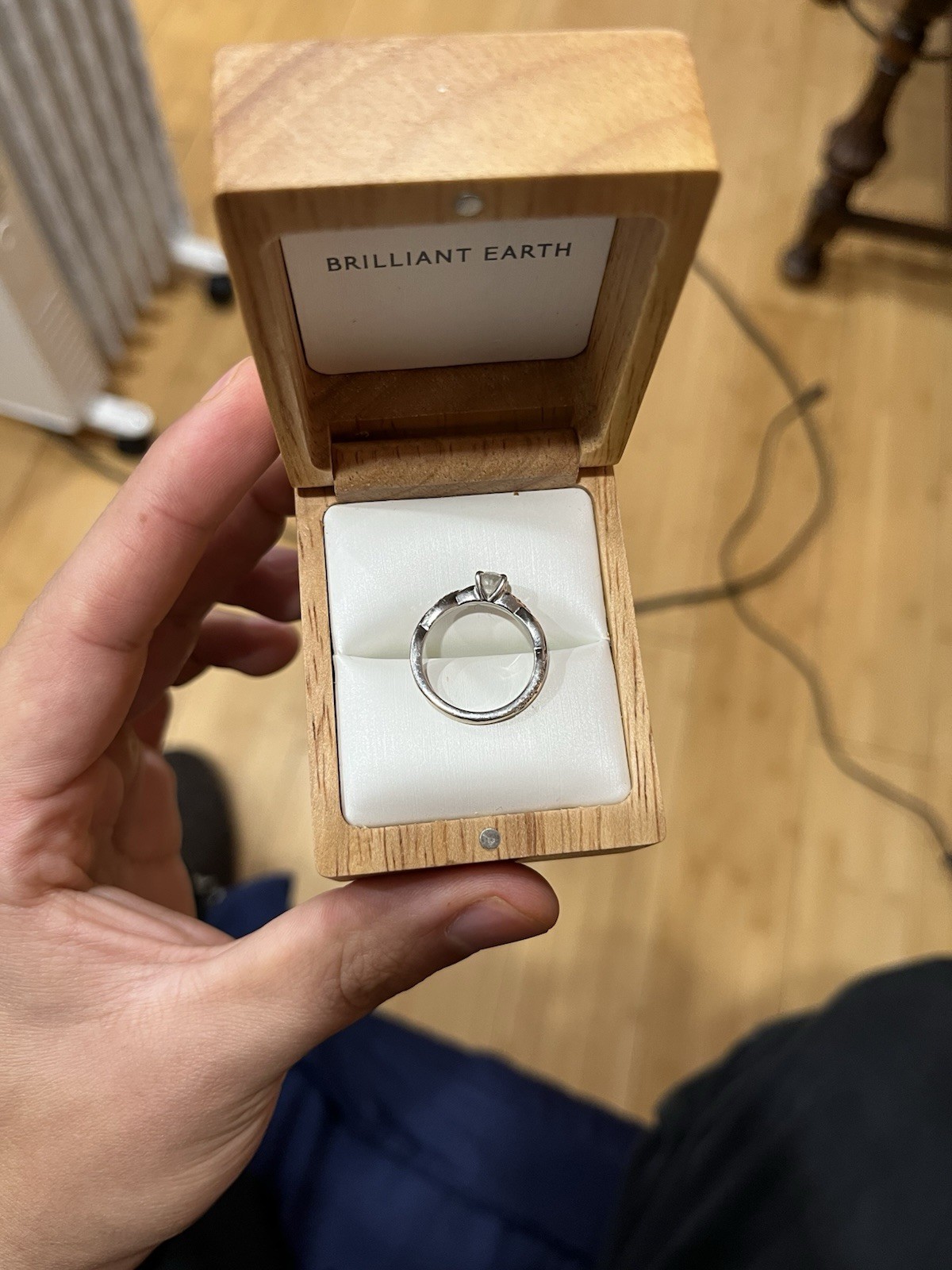 Pre-Owned Brilliant Earth 18K White Gold 0.52ct Lab-Created Diamond Ring Size 6