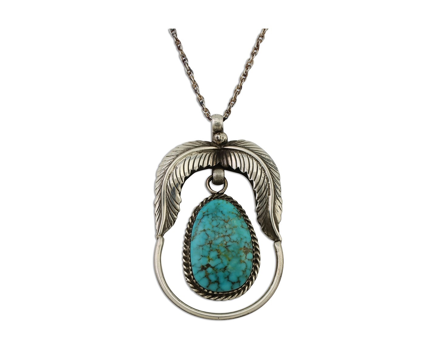 Navajo Necklace 925 Silver Turquoise Native American Artist Signed C.90’s