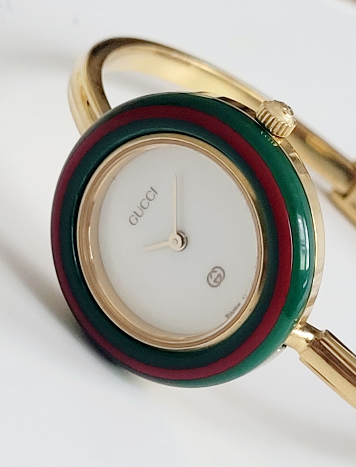 Gucci 1100-L Ladies💃Bangle Watch,Authentic,Scratch Free Crystal,Excellent,6″