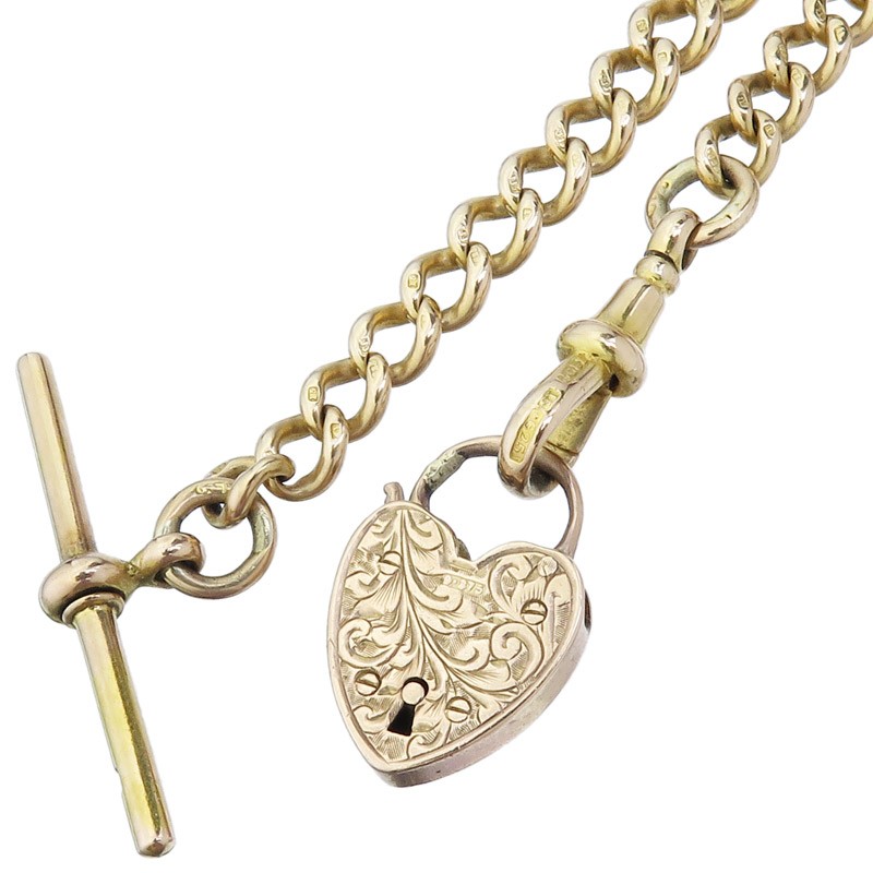 Chains Two Pocket Watch Chains Heart Pendant Clasp Gold Antique Certificate