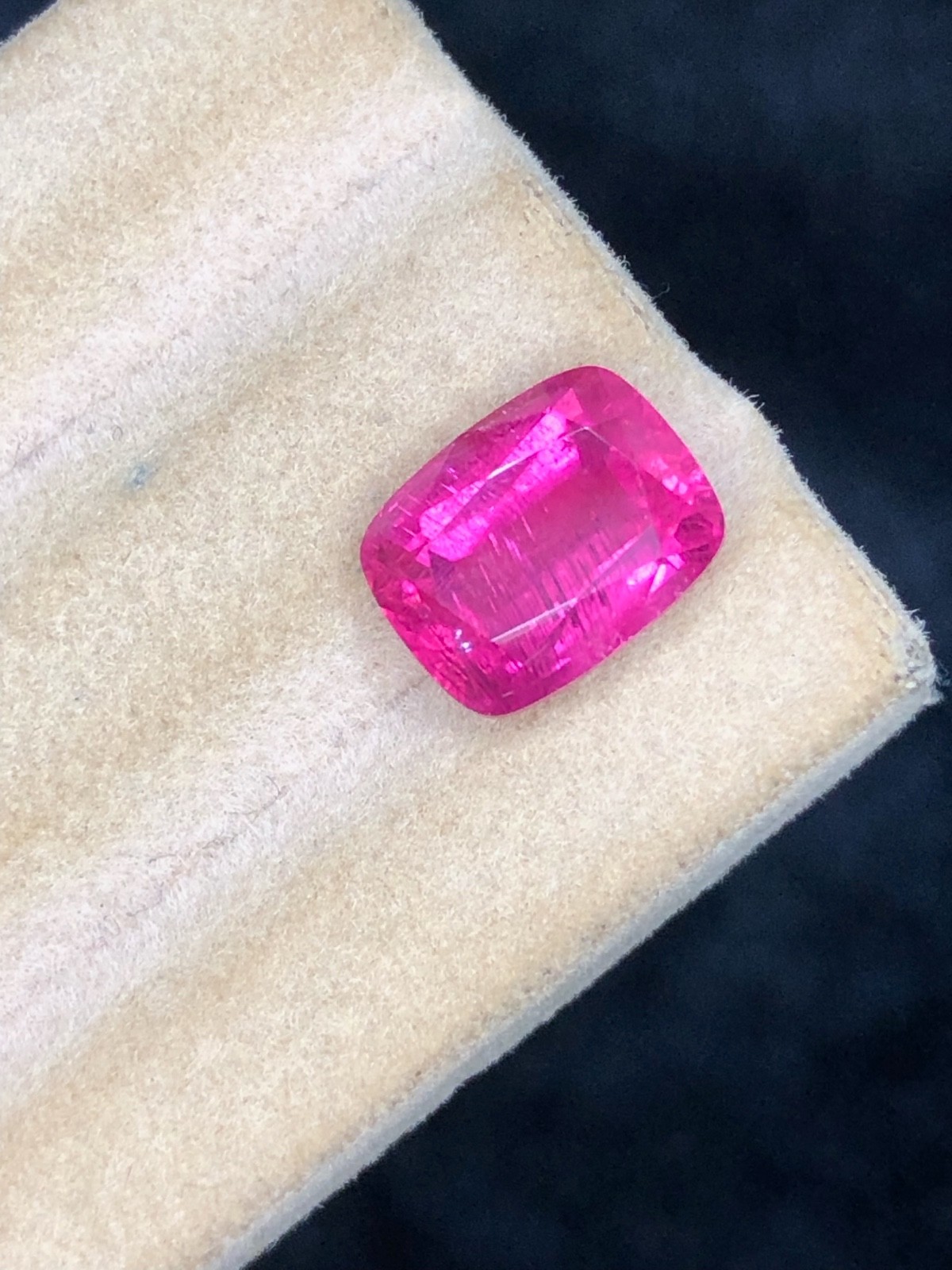 3.75 Cts Natural Hot Pink Color Rubellite In cushion shaped From Afghanistan