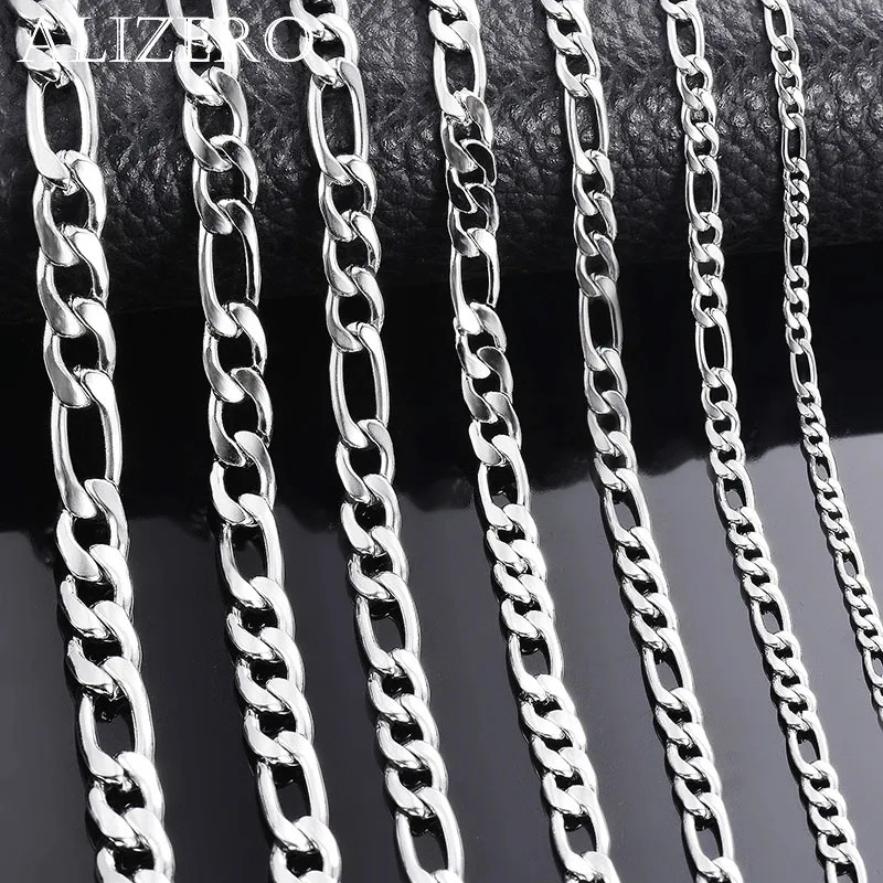 925 Sterling Silver Necklaces 2-12Mm Width 40-75Cm Long Chain Lobster Clasp Men