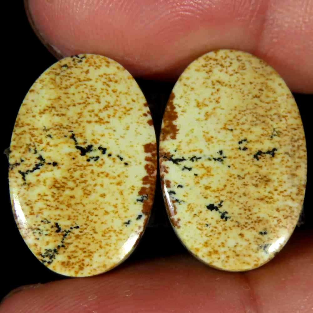 22.40Cts.100% Natural Designer Picture Jasper Oval 13x20x4mm cab Pair Gemstone