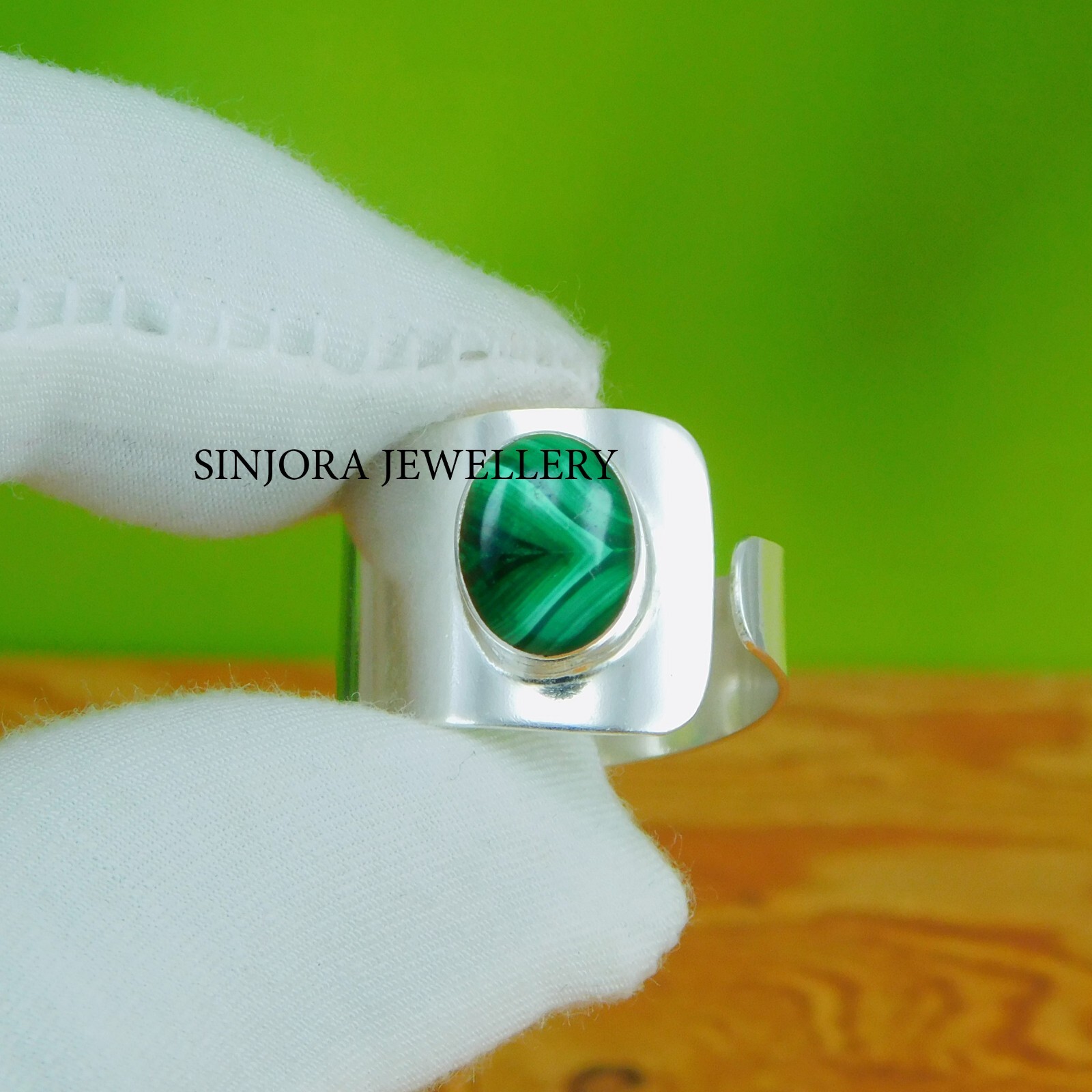 Malachite gemstone 925 sterling silver handmade Gift Ring US size 5 to 13