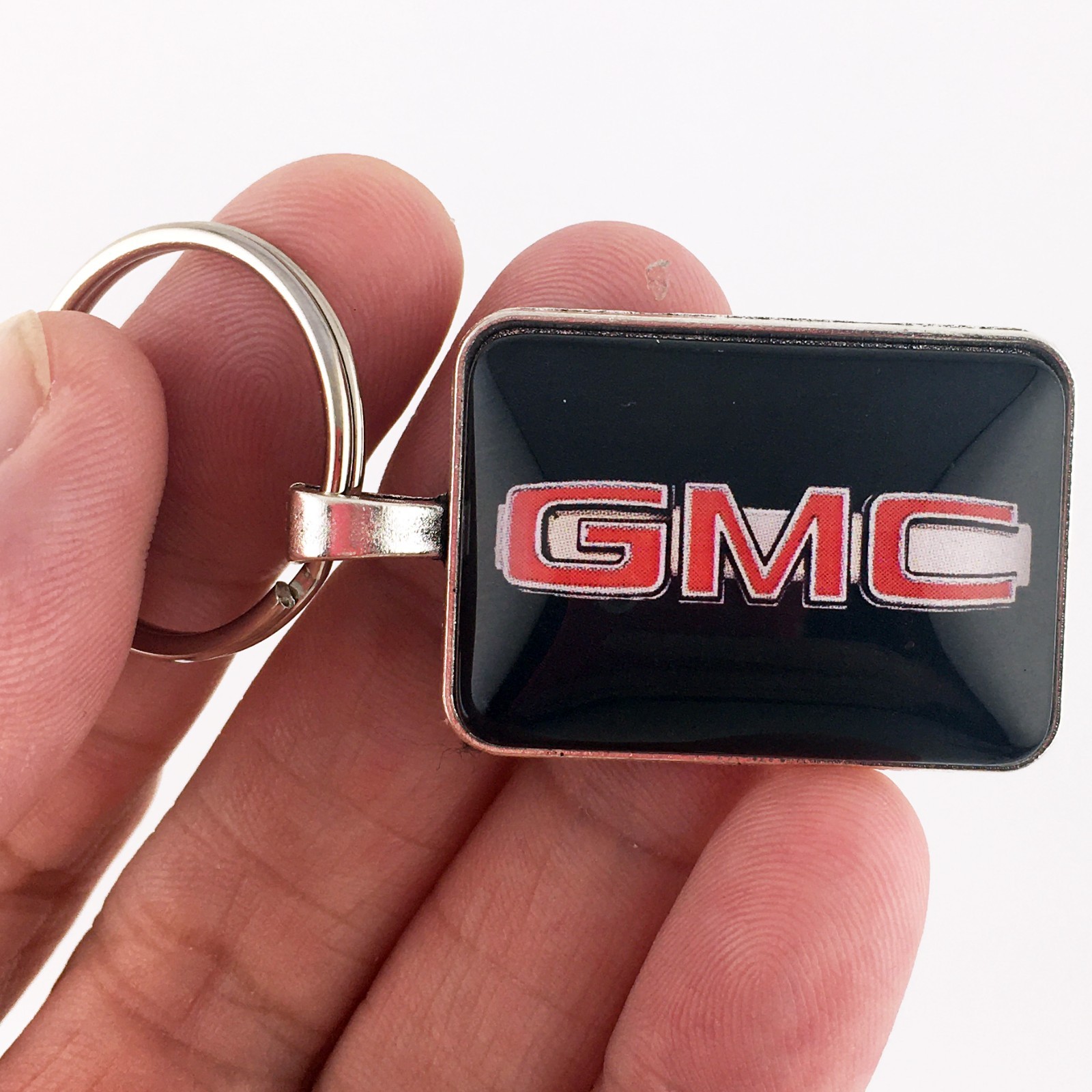 Vintage GMC Grille Emblem CHOOSE BACKGROUND COLOR 1″ x 1.25″ Keychain