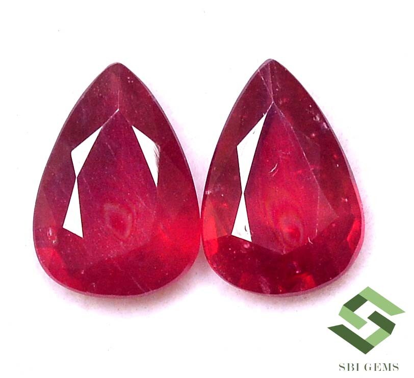 8.86 CTS Natural Ruby Pear Cut Pair 13×9 mm Calibrated Loose Gemstones GF