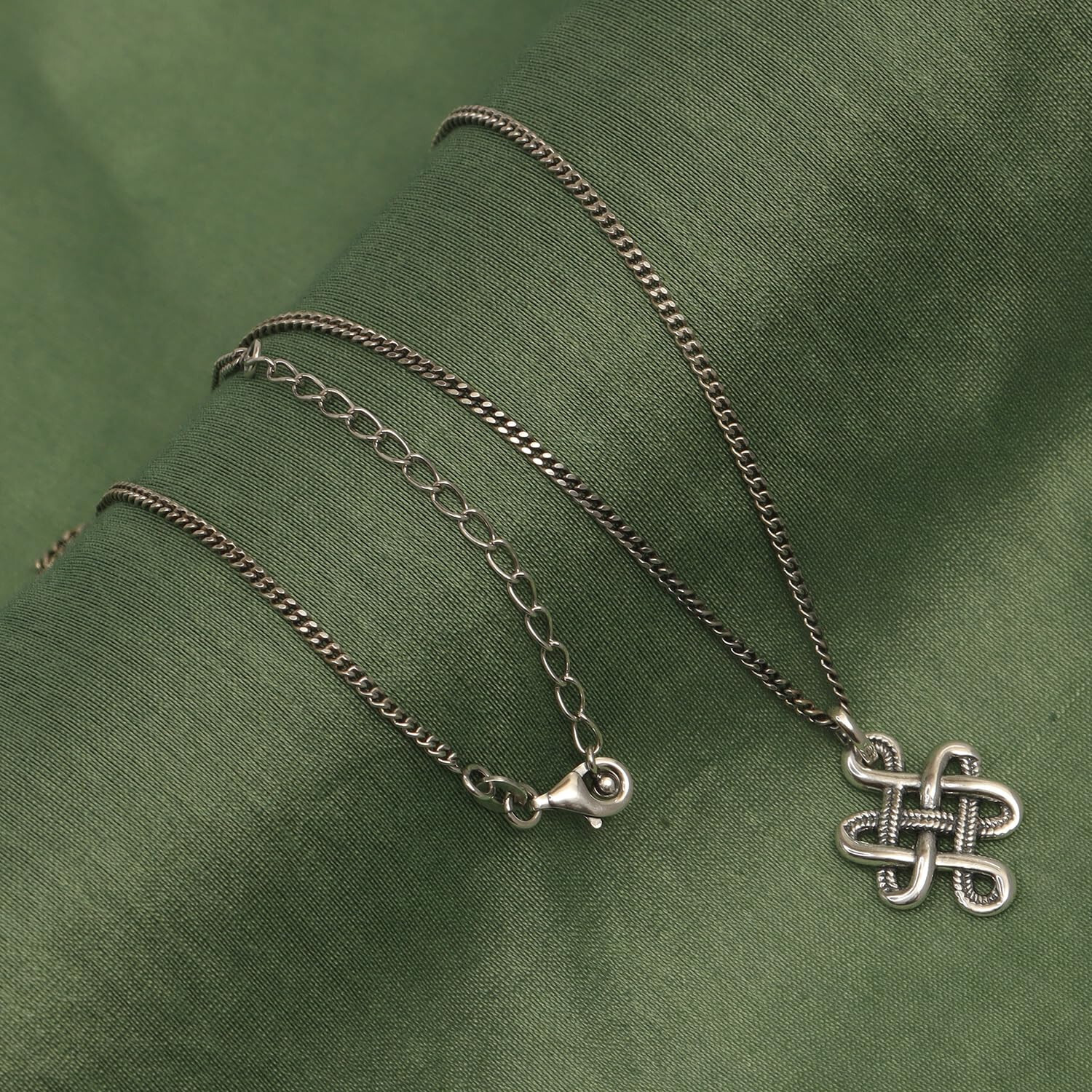 LeCalla 925 Sterling Silver Celtic Knot Antique Pendant Necklace for Women 18 In