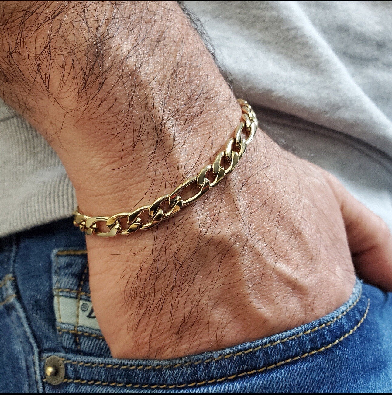 Belcher Bracelet 23cm*7mm Figaro Links 18ct 18k 18 Carat Gold Plated Unisex’s Uk