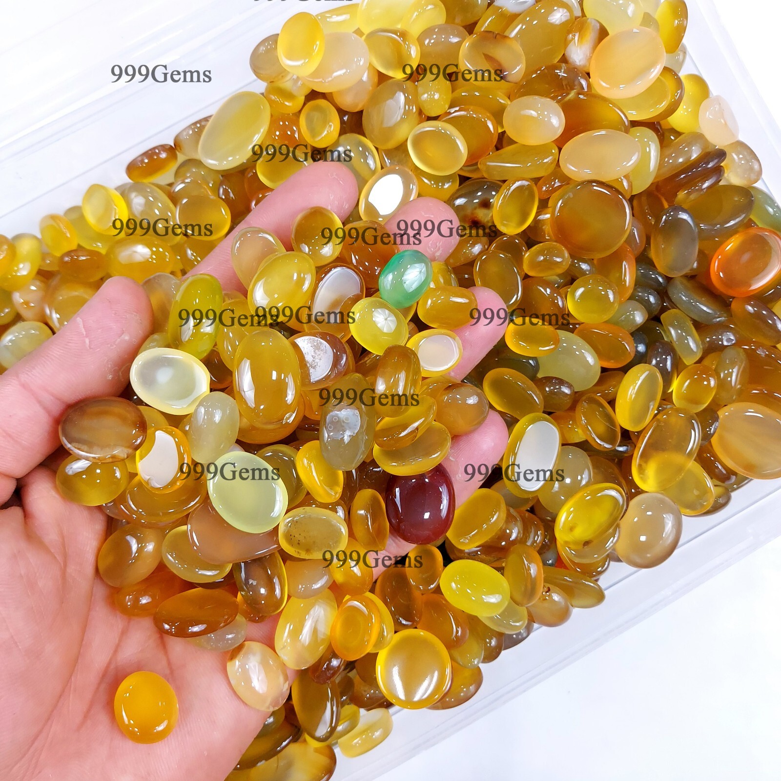 10 Pcs Natural Yellow Onyx Losse Cabochon Flat Back Gemstone Lot 10-20mm