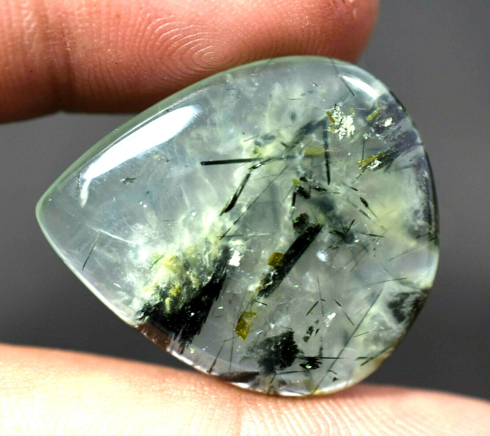 31.65 Ct Natural African Green Prehnite Untreated Cabochon Loose Gemstone !!!