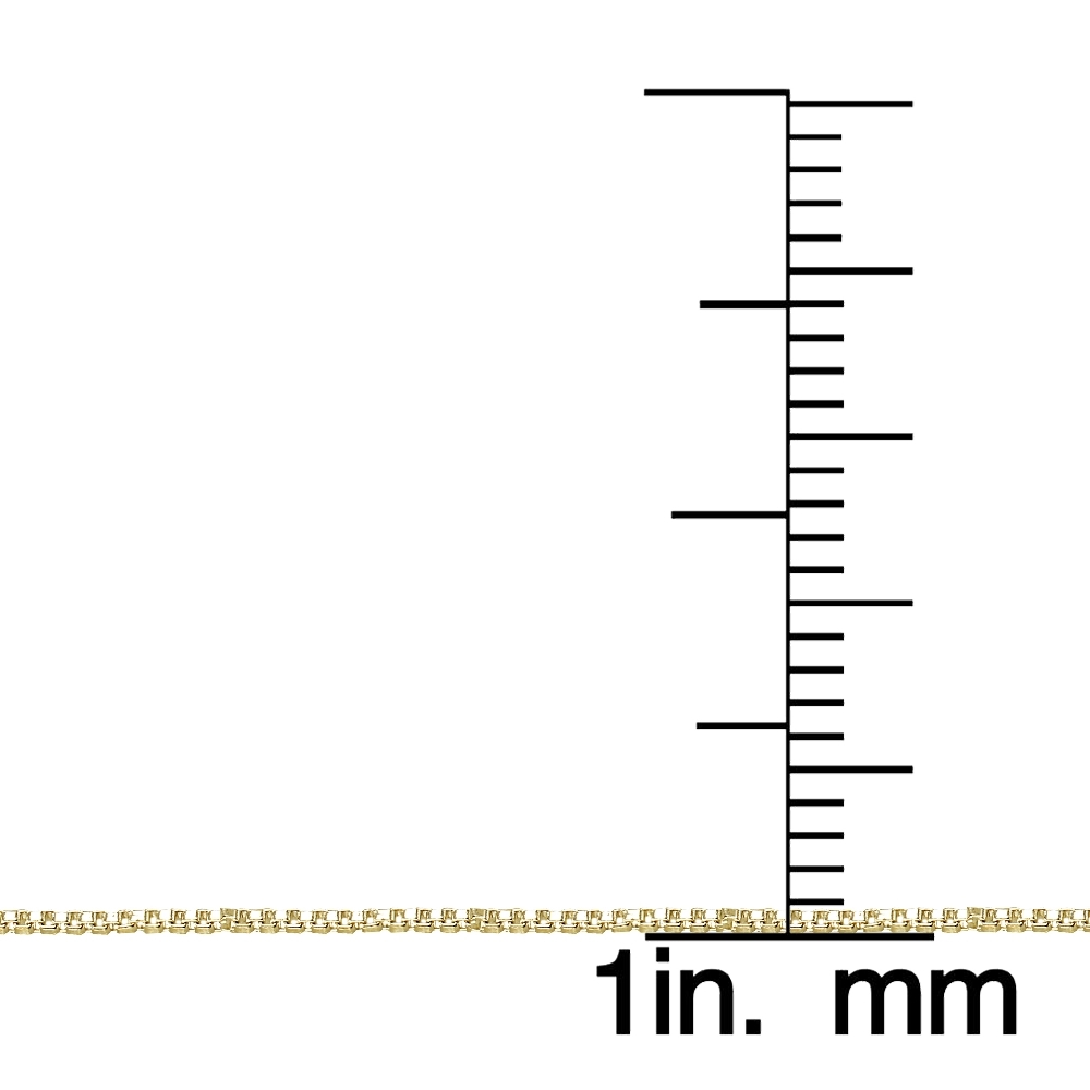 Gold Tone over .925 Sterling Silver 1mm Box Chain Necklace in Lengths 14-30