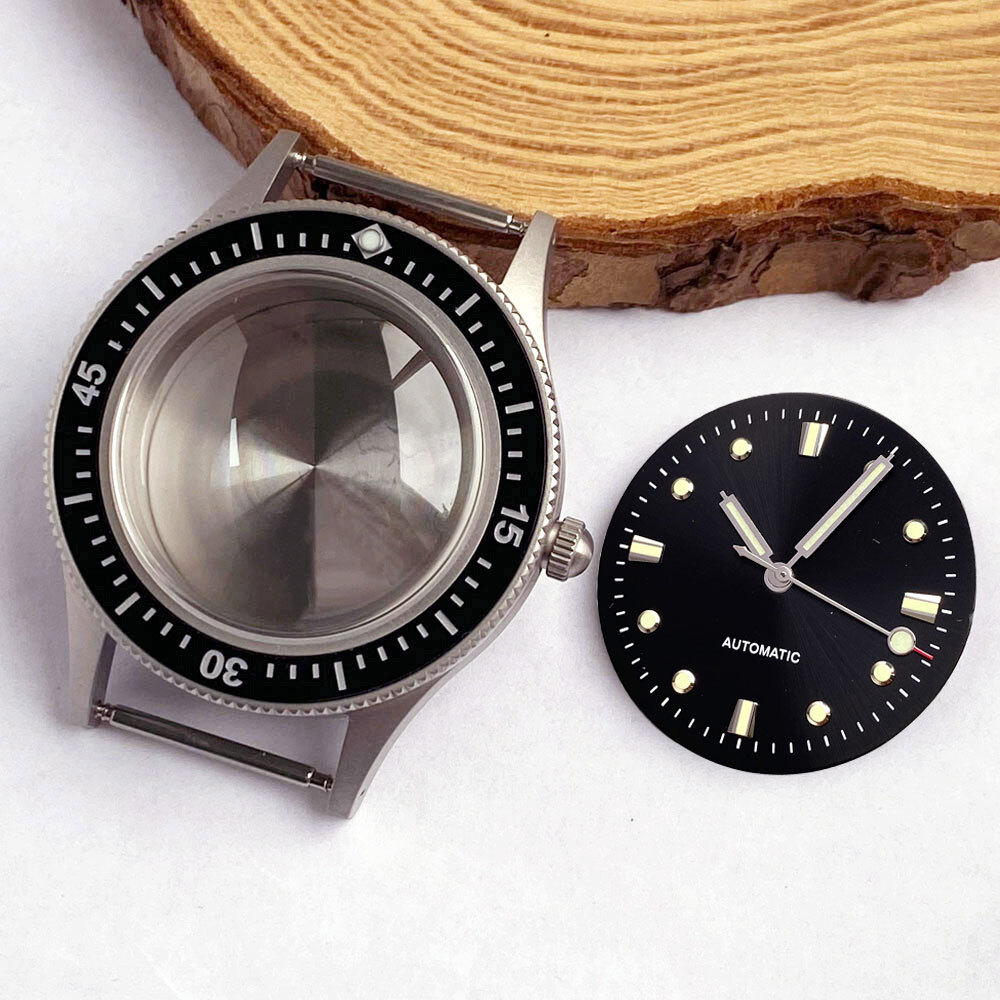 Vintage For 50-Fathoms 200M Dive Watch Case Dial Fit NH35A PT5000 Domed Sapphire