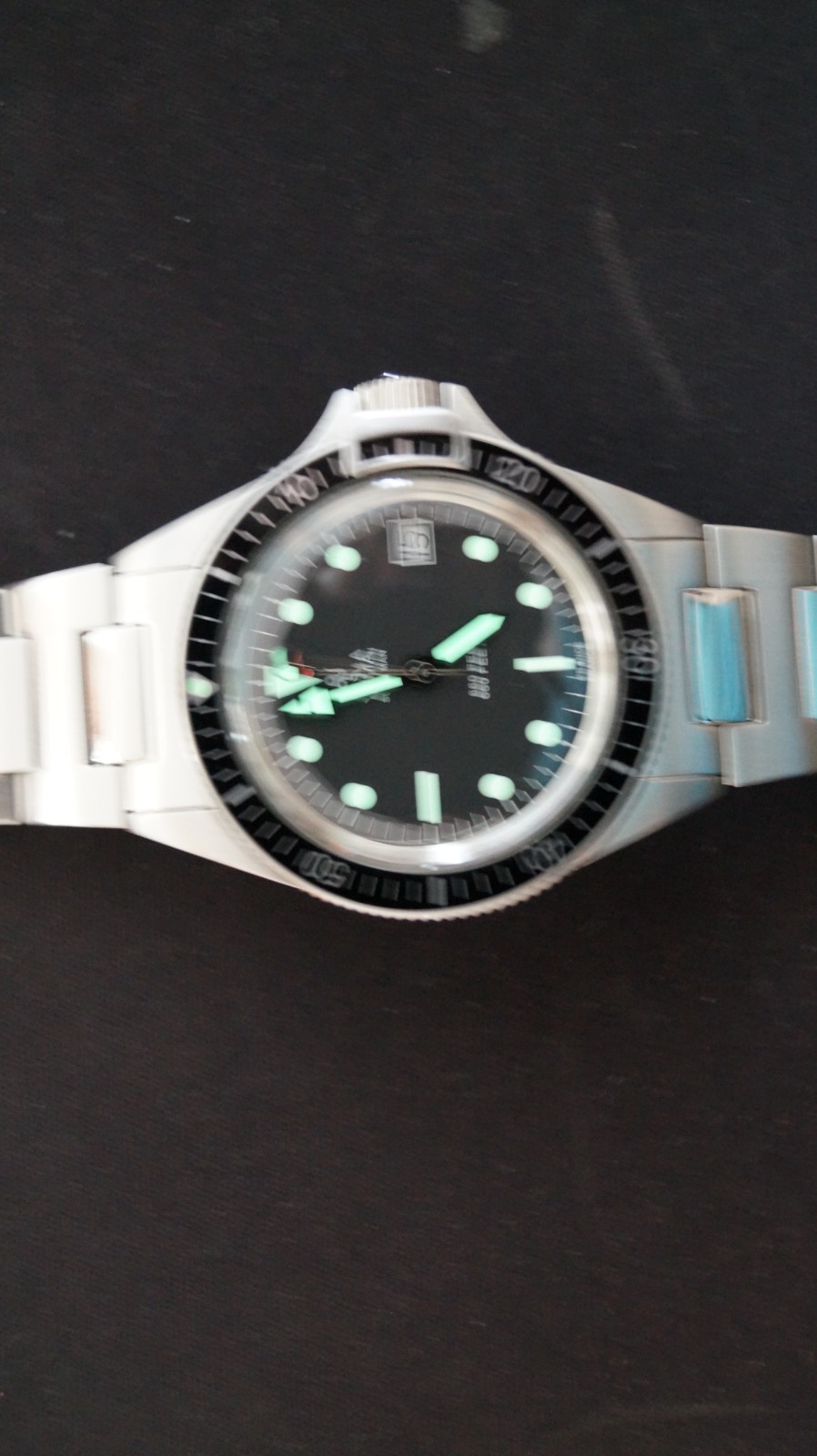 YEMA Superman Heritage Quartz 39mm Black Skin Diver YMHF1573-AM date @3