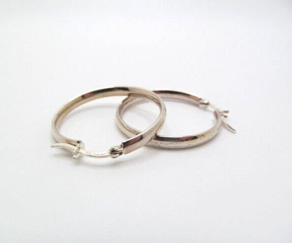 925 Sterling Silver Narrow 3.35mm Wide Hoops 1.10 Inch Drop Earrings Hoops