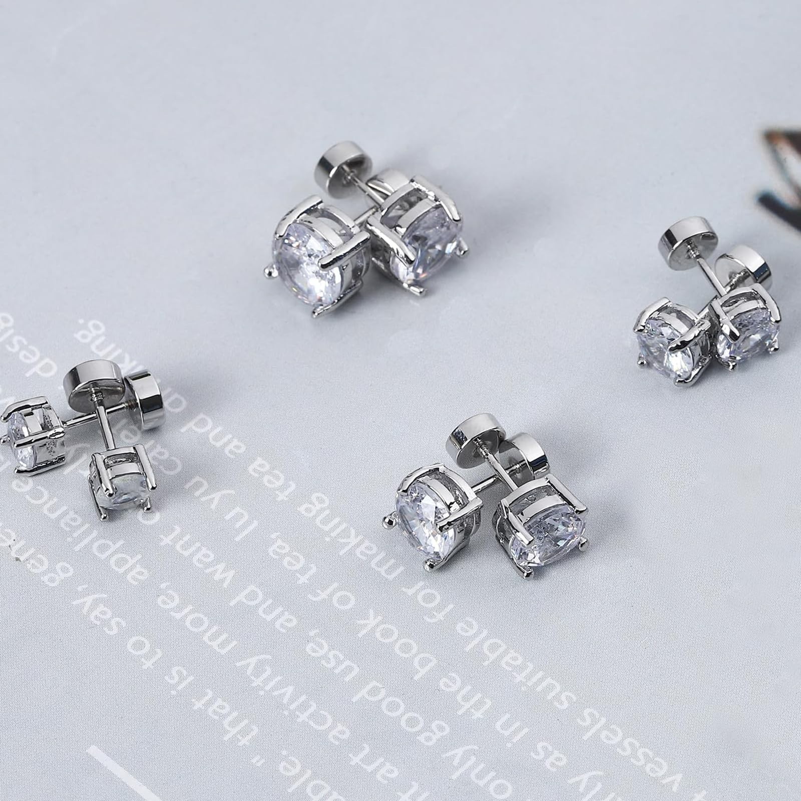 NEWITIN 4 Pairs Stainless Steel Stud Earrings for Men Hypoallergenic Flatback…