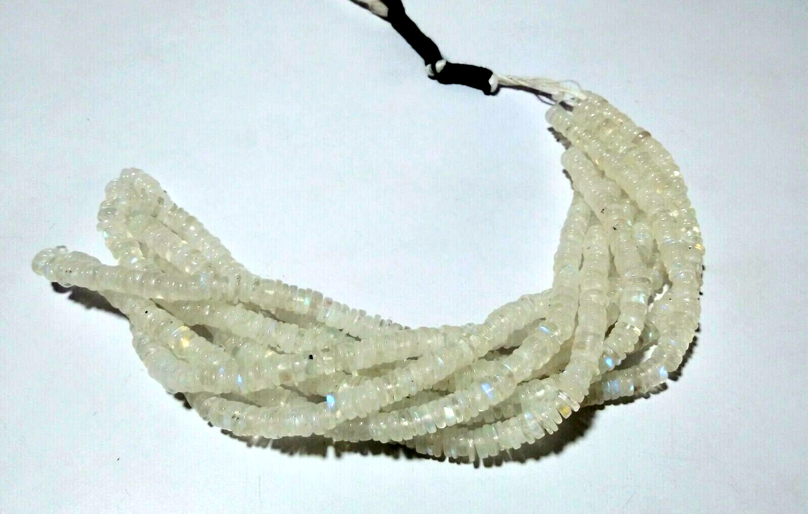 Rainbow Moonstone Wheel Tyre 5-6mm Smooth Gemstone Beads 18 inch 1 Necklace