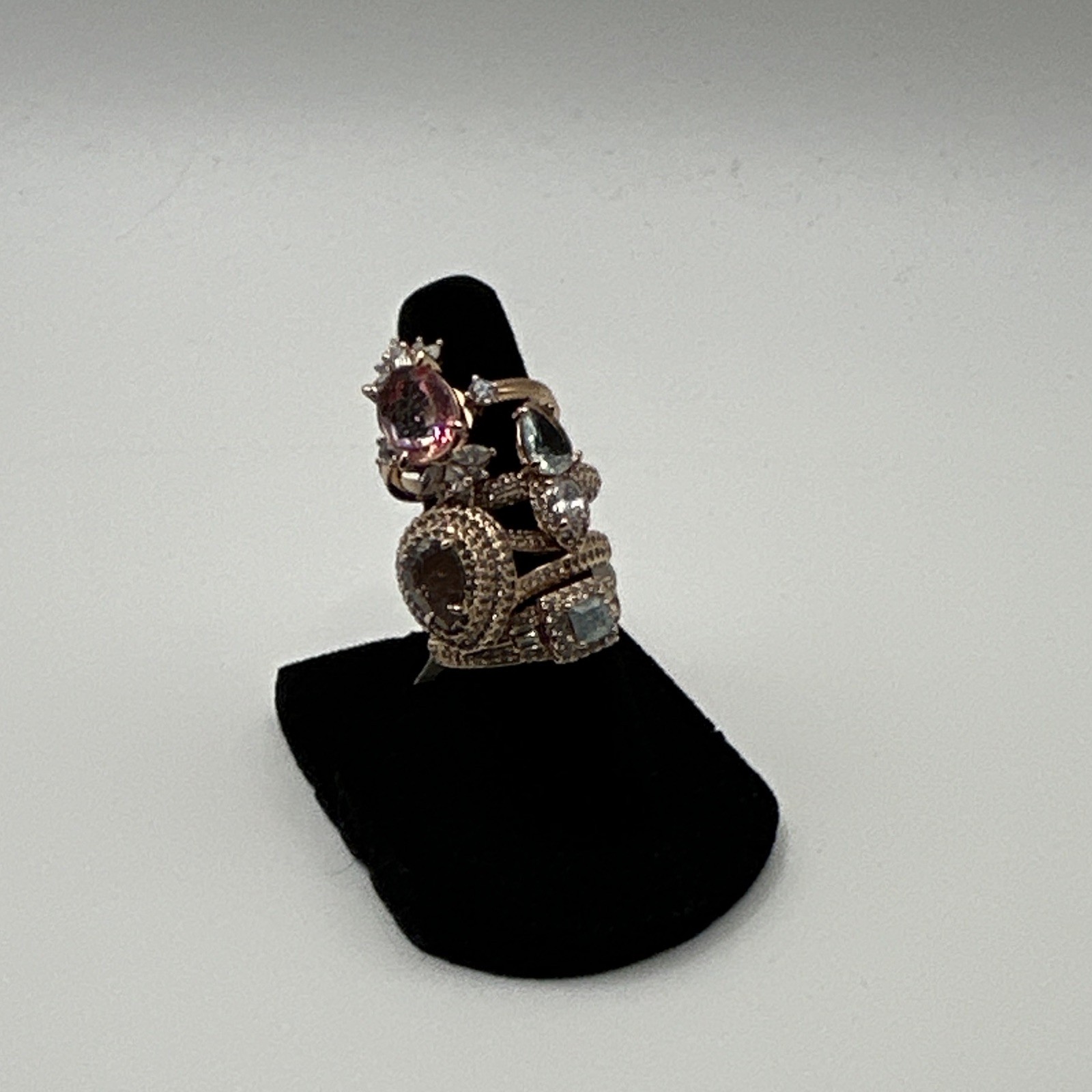 Ring Bomb Party Lot: Size 6 /6.5 Rose Gold Plated Cocktail Statement Stack 4pc