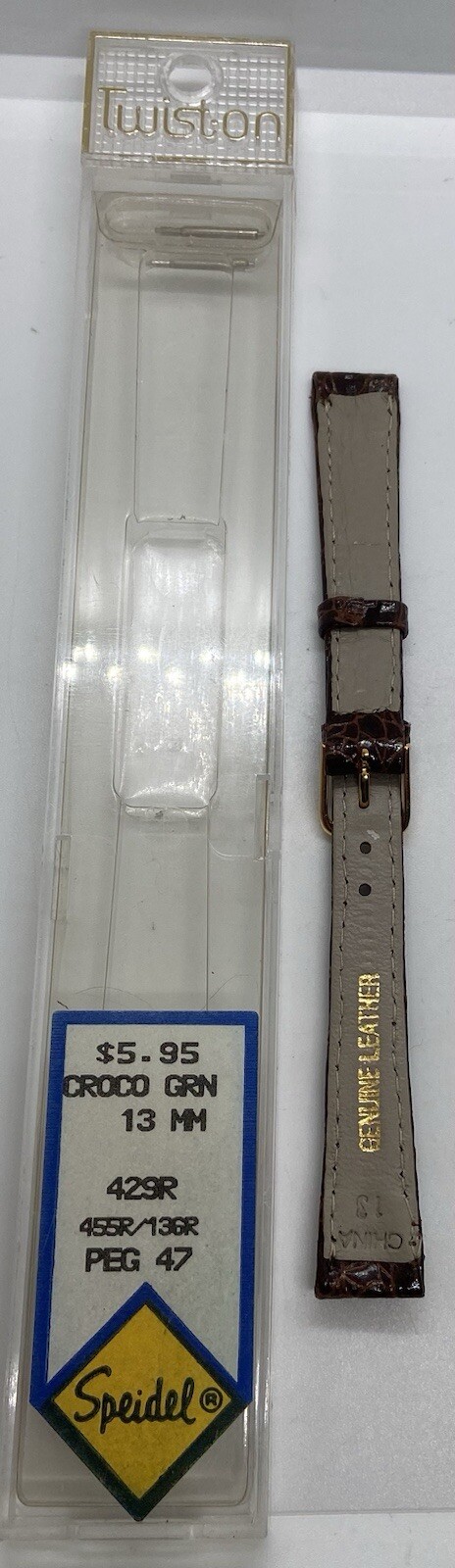 SPEIDEL Twist-on Leather Watch Band 13mm Brown Croco Grain With Spring Bars