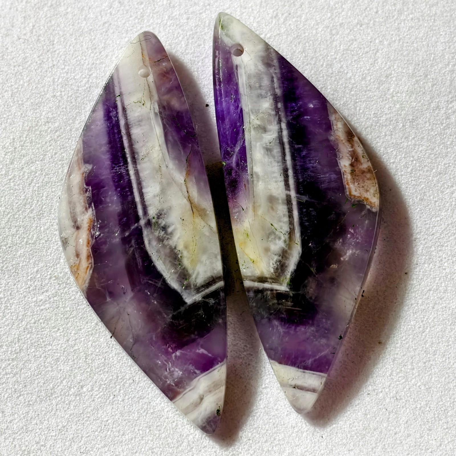29 Cts Natural Amethyst Drilled Pair Cabochon Gemstone For Earrings 37.4X14.5 MM