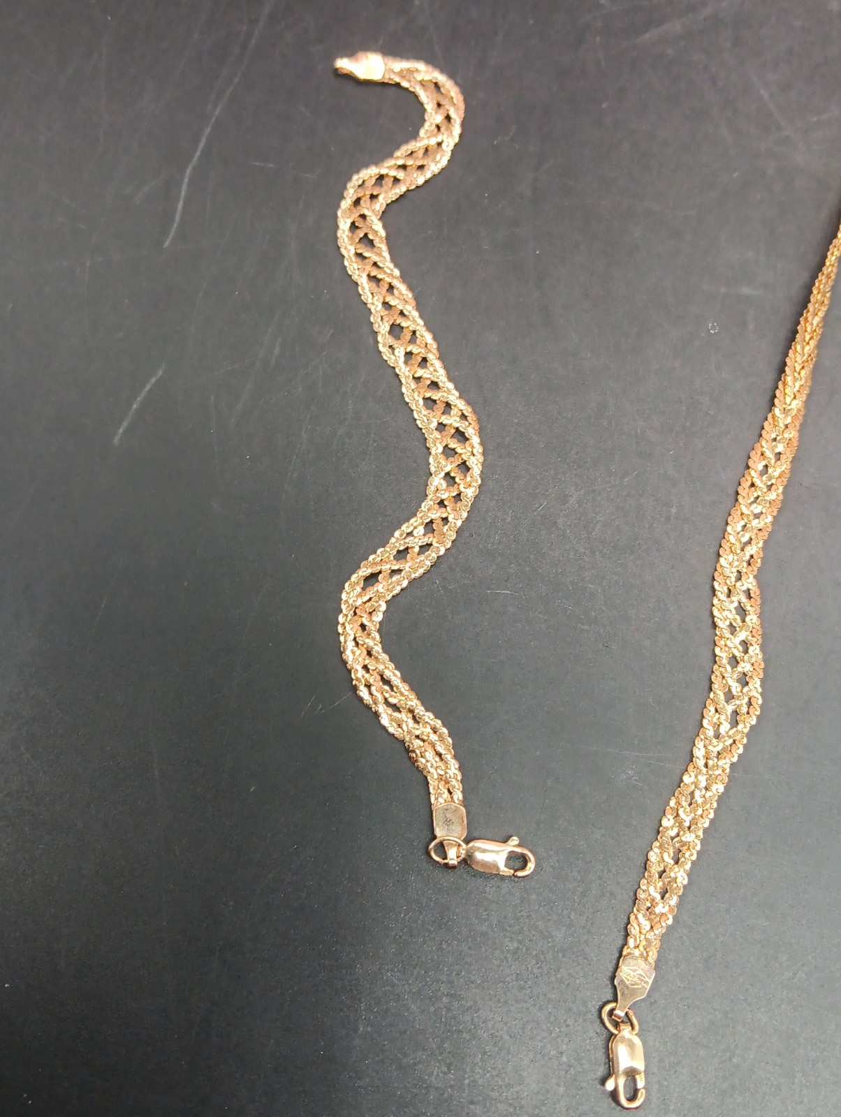 Braided 3 Woven Rope Necklace & Bracelet Set 1/20 12K GF 15.0 Total Grams *Read