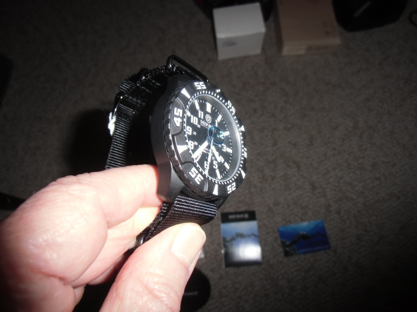 DEEP BLUE DAYNIGHT PC TRITIUM WATCH (NEW IN BOX) WHITE HANDS MODEL (NEW MODEL)