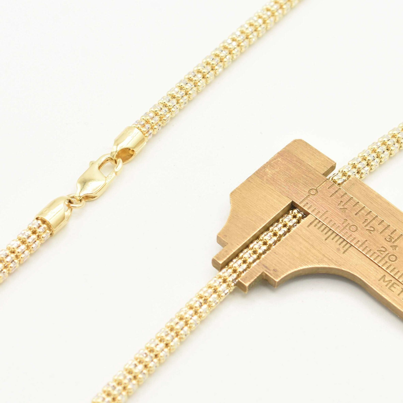 4.4mm Diamond Cut Iced Chain Link Chain Necklace Real 10K Yellow White Gold