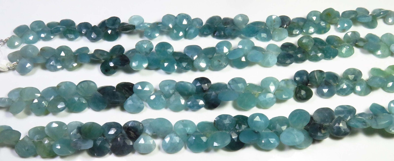 Green Grandidierite Faceted Heart Gemstone Beads 8″Strand Natural Beads LC-923
