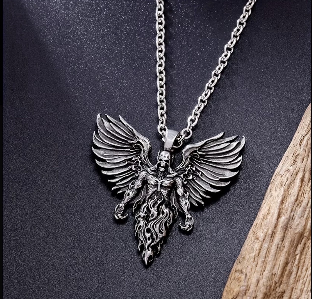 Men’s 316L stainless steel necklace with “Messenger of Hell” pendant, 60cm Chain