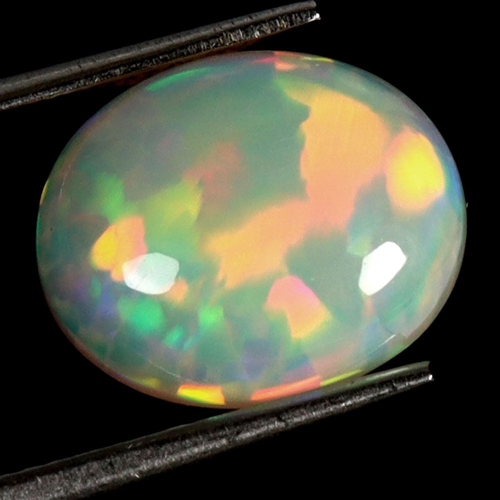 Oval AAA Floral Flash Play Of Color Crystal Fire Opal 3.10ct 12x10mm Gemstone