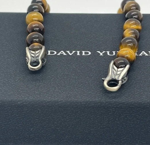 DAVID YURMAN Matrix 8mm Bead Tiger eye Shinny Spiritual Beads Bracelet 8.5″