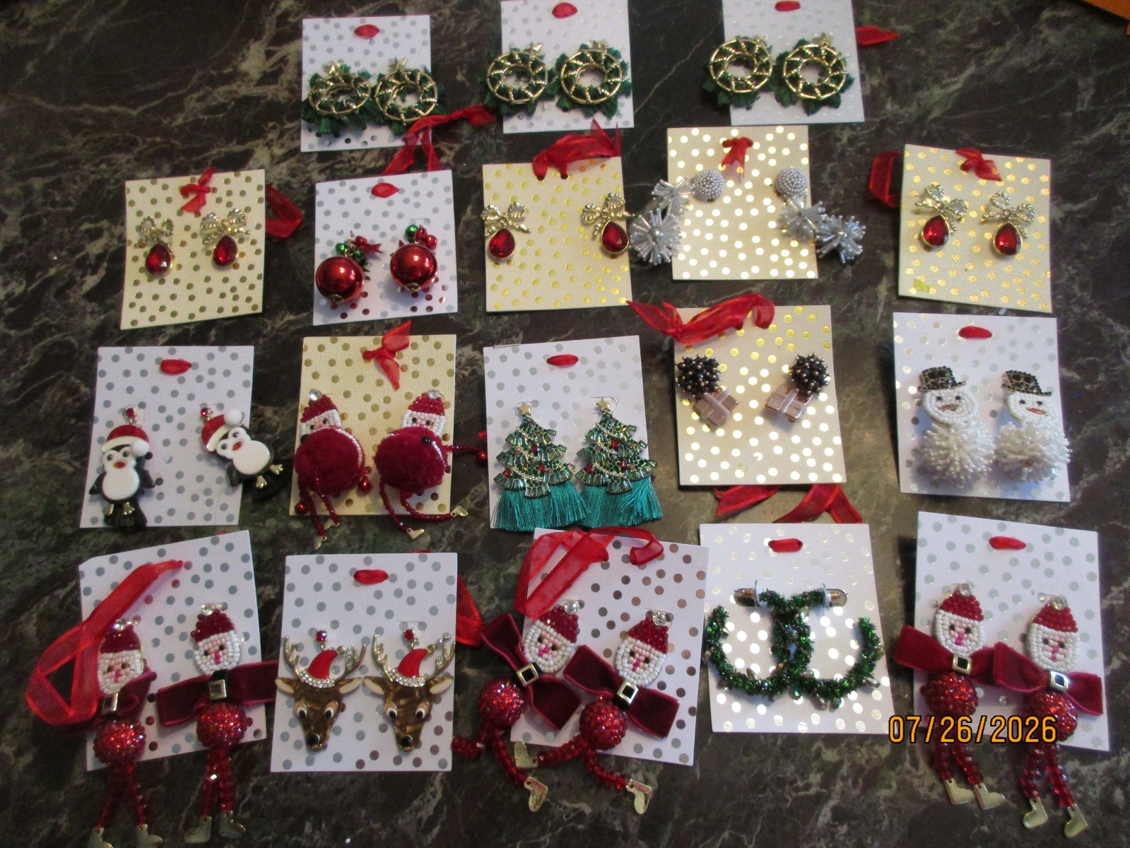 Lot 18 Assorted FANCY Christmas Holiday Earrings Xmas Earring Lot