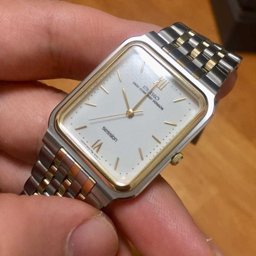 Seiko Session Quartz Watch White Dial Gold Accents Bracelet From Japan