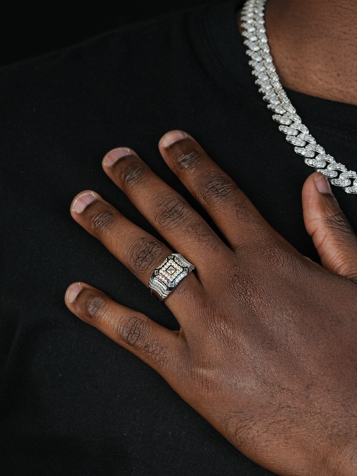 Real Solid 925 Silver Icy Hip Hop Baguette Mens RING Size 6 7 8 9 10 11 12 13 CZ