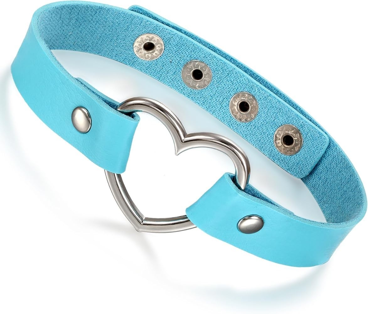 Punk Rock PU Leather Heart Choker Necklace Gothic Collar Harajuku Women Jewelry