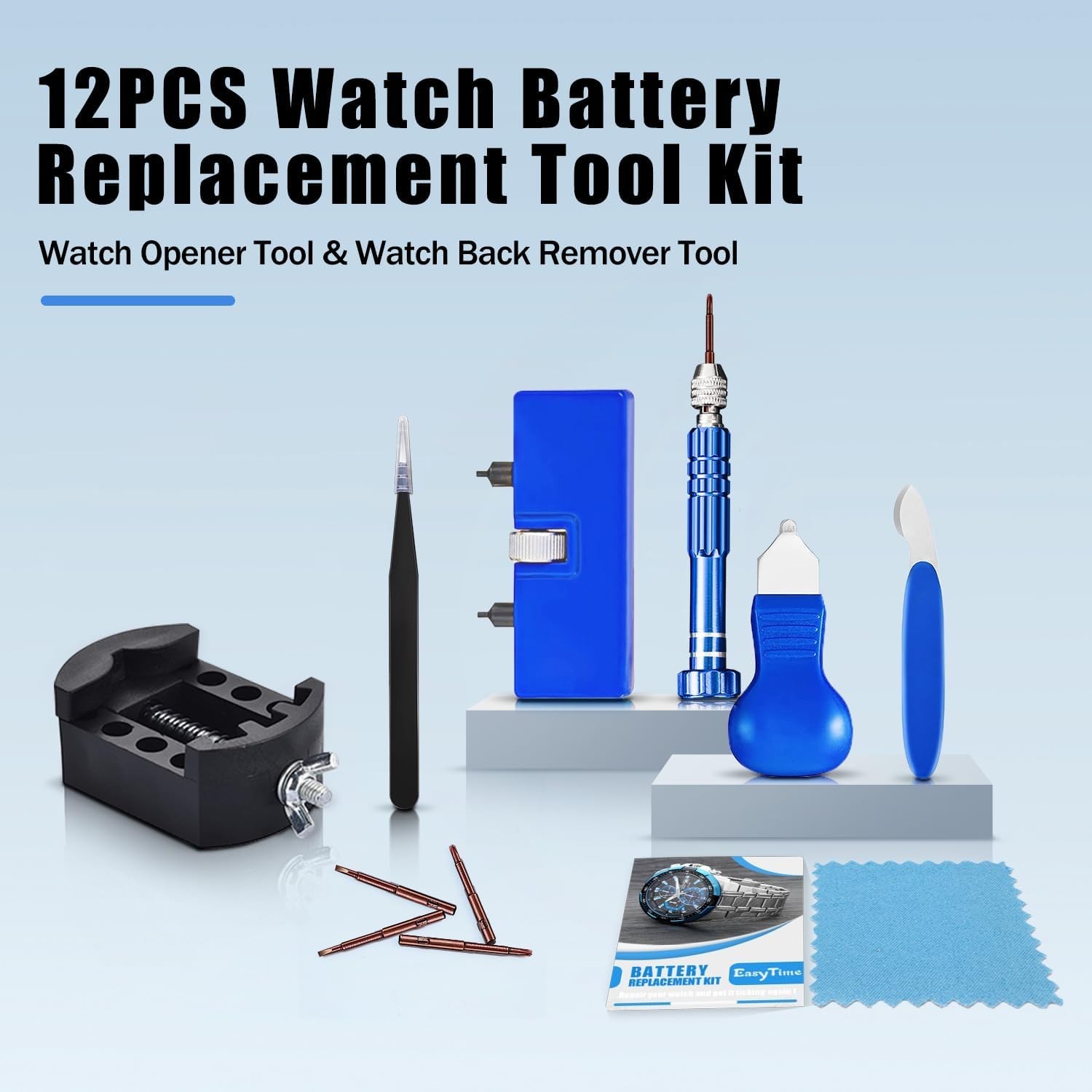 High-Quality Watch Repair Set with Adjustable Case Opener – Effortless DIY