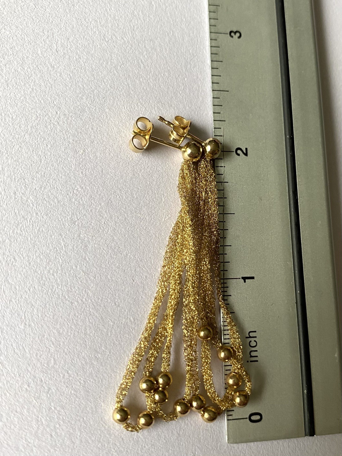 14k Yellow Gold Soft Mesh Balls Earrings Studs 14mm made in Italy
