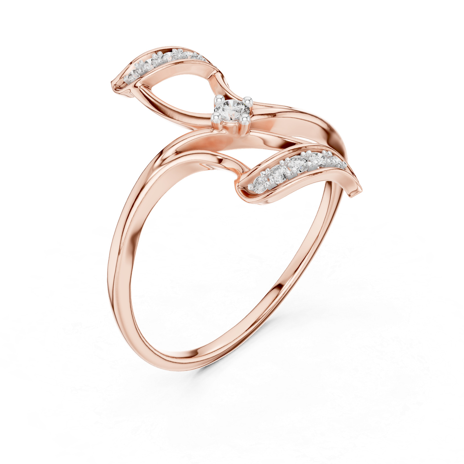 Natural Certfied Round VVS1/D Diamond Petite Twist Engagement Ring 14k Gold Over