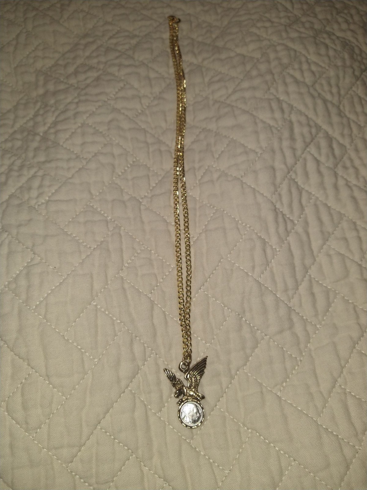 Gold-Tone Eagle Coin Pendant Necklace With Chain In Sir Lancelot Box