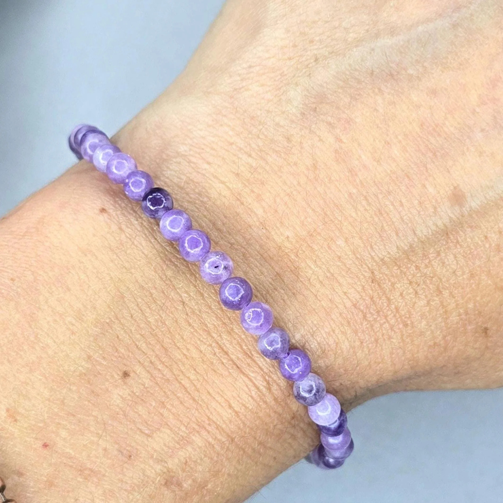 Lepidolite Crystal Bracelet: Handmade Gemstone Beaded Bracelet